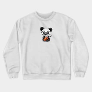 Baby Panda Playing Macedonian Flag Guitar Crewneck Sweatshirt